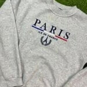 Paris Ile De France Gray‎ Sweatshirt Medium Tour D'Or Pullover Crewneck Stain
